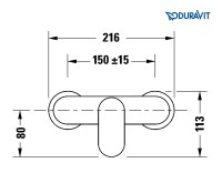 MEDIDAS MONOMANDO DUCHA WAVE DURAVIT